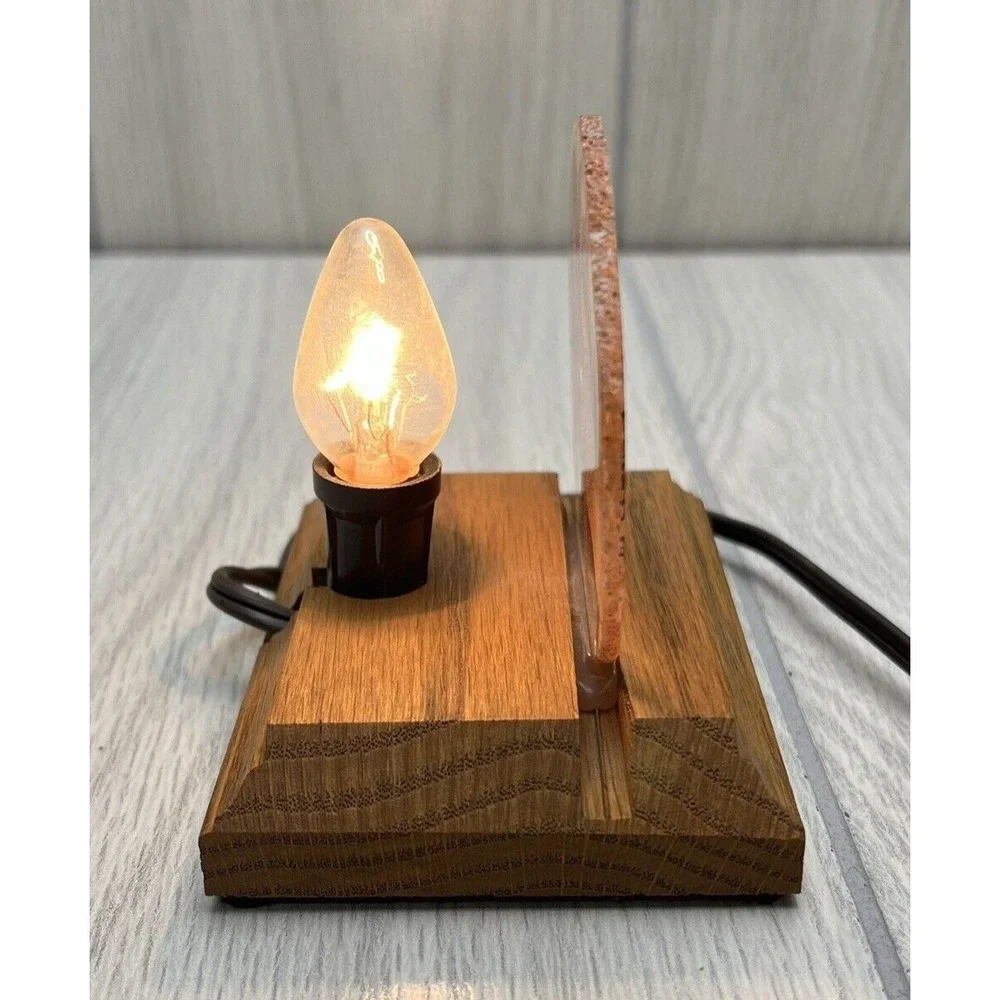Vintage Rustic Eagle In Flight Pine Tree Mountain Mini Table Accent Lamp Decor